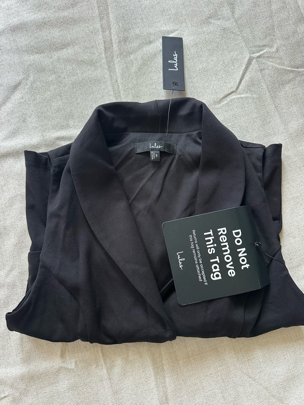 Lulu's Black Sleeveless Draped Collar Button Front Blouse - Picture 4 of 4